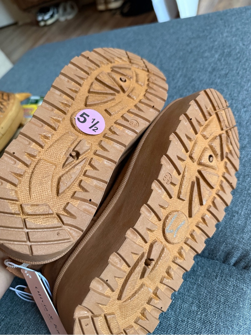 Olivia & Kate Tan Suede Platform Cozy Booties - Picture 2 of 3